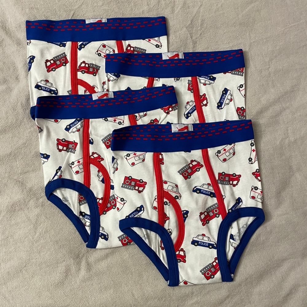 Vintage 4 Pack Tiger Briefs Boys 10-12 White Police Emergency Vehicle Print NEW